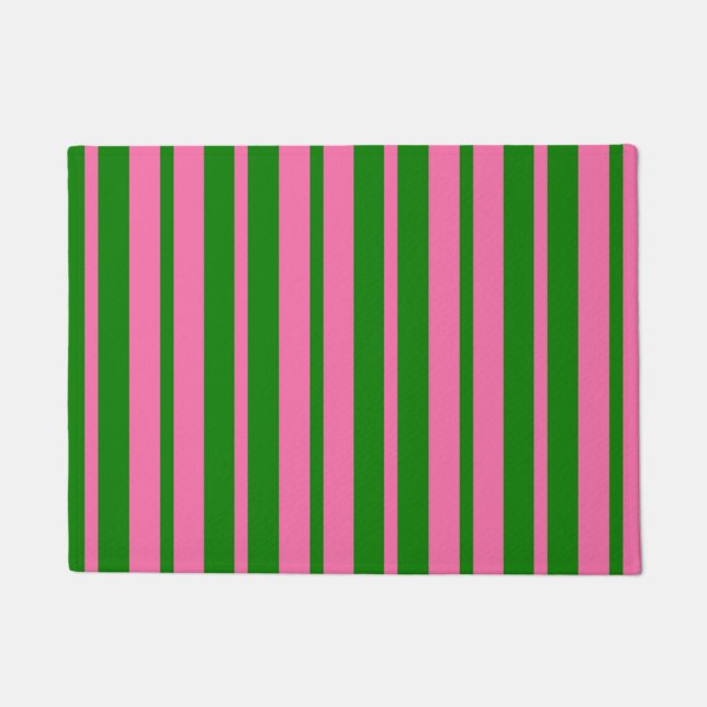 Rosa grüne stilvolle Streifenmuster-Design  Fußmatte (Vorderseite)