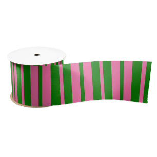 Rosa grüne stilvolle Streifenmuster-Design Satinband