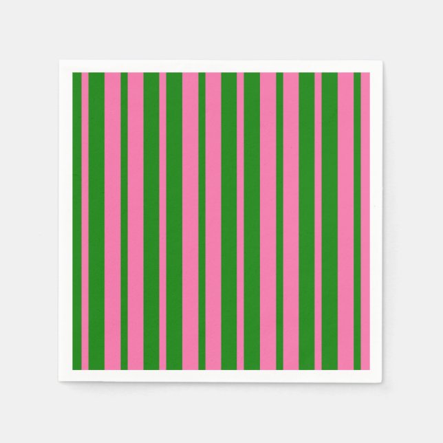Rosa grüne stilvolle Streifenmuster-Design  Serviette (Vorderseite)