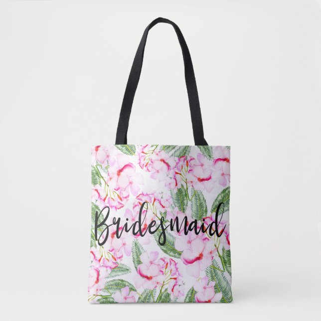 Rosa grüne tropische botanische Oase BRIDESMAID Tasche (Vorderseite)