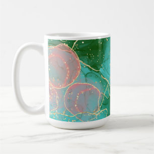 Rosa, grüne und aquamarine Alkoholfarbe Kaffeetasse