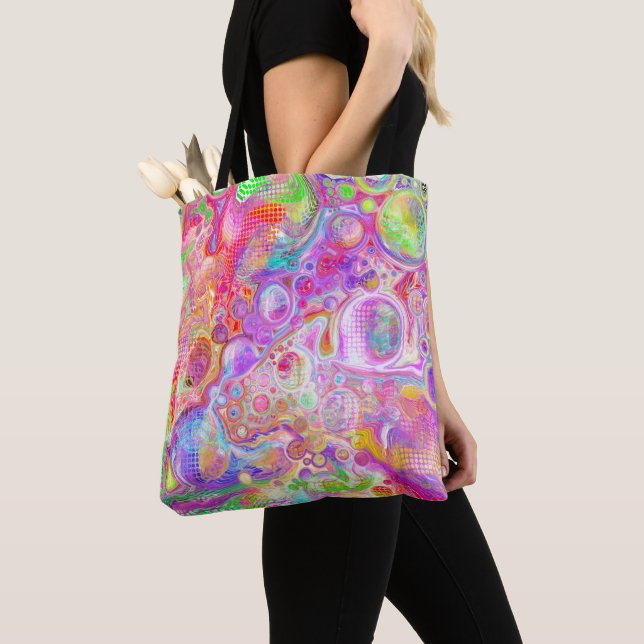 Rosa, grüne und blaue Bläschen Kunst Tasche (Von Nahem)