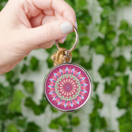Rosa, grüne und blaue Blume Mandala Schlüsselanhän Schlüsselanhänger