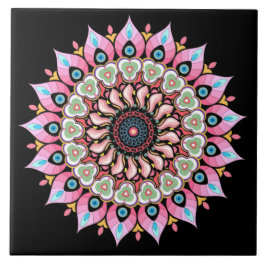 Rosa, grüne und blaue Mandala-Keramik Fliese