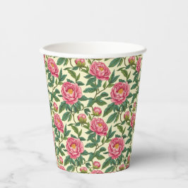 Rosa, grüne und gelbe Chinoiserie Blumen Pappbecher
