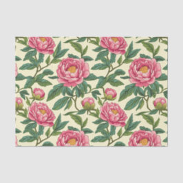 Rosa, grüne und gelbe Chinoiserie Blumen Seidenpapier