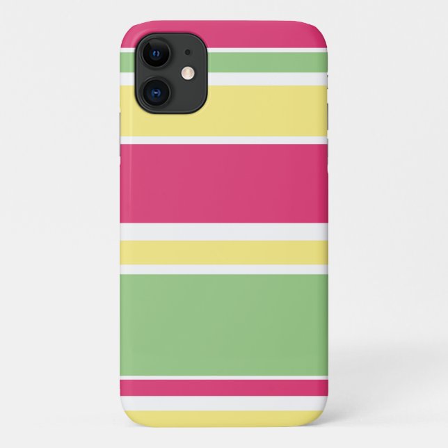 Rosa, grüne und gelbe Streifen Case-Mate iPhone Hülle (Rückseite)
