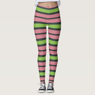 Rosa, grüne und schwarze Streifen Leggings