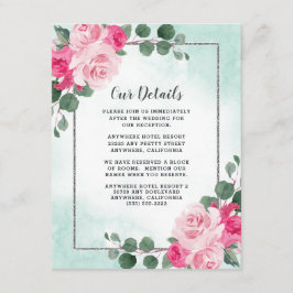 Rosa Grüne und Silberfarben Blumenzehen Begleitkarte