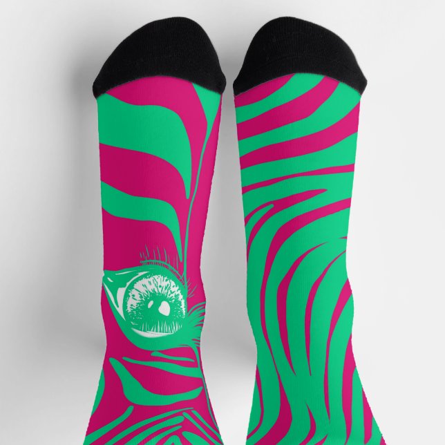 Rosa grüne ungleiche Zebrasocken Socken (Oben)