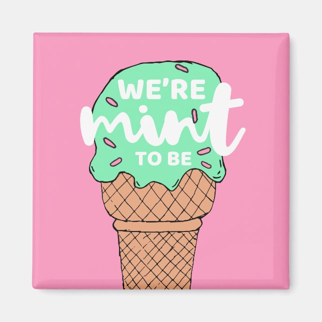 Rosa, grüne Valentinskizzen minze zu Eiscreme Magnet (Vorne)