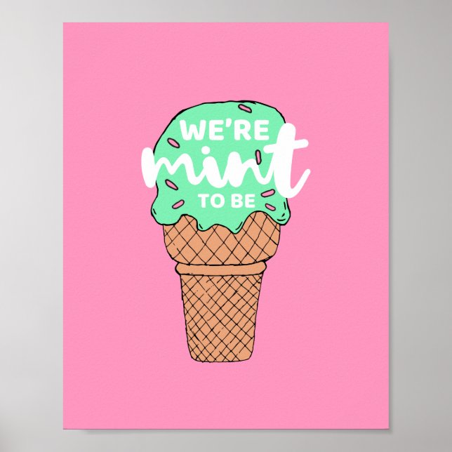 Rosa, grüne Valentinskizzen minze zu Eiscreme Poster (Vorne)