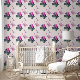 Rosa grüne violette Doodle blutt Schmetterlinge Ak Tapete