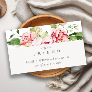 Rosa grüne Wasserfarbe Peony Floral Verleihung ein Visitenkarte