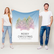 Rosa Grüne Wasserfarbe Weihnachtsbaum Künstlerisch