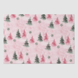 Rosa Grüne Weihnachtsbäume Seidenpapier