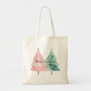 Rosa Grüne Weihnachtsbäume Tragetasche