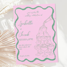Rosa grüner Champagner Tower Wavy Retro Wedding