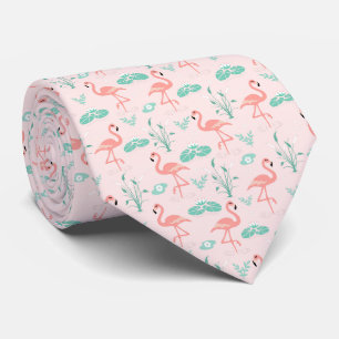 Rosa grüner Flamingo Hochzeit tropischer Vögel  Krawatte