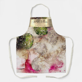 Rosa grüner Glitzer Aquarell Schönheit beruflich Schürze