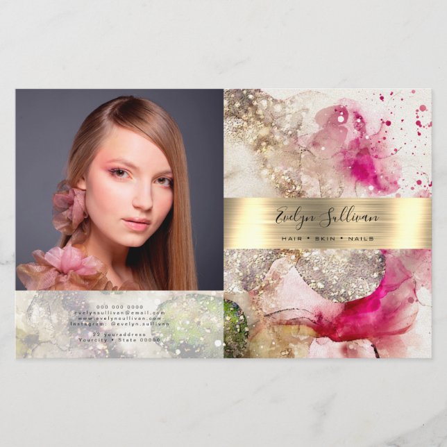 Rosa grüner Glitzer Aquarellschrift (Vorderseite)