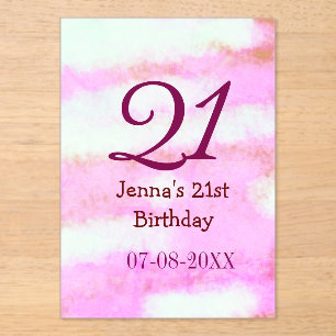 Rosa grüner Pastell 21. Geburtstag einfacher Name Acryleinladungen