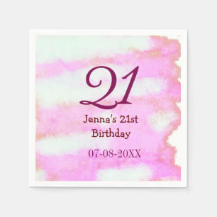 Rosa grüner Pastell 21. Geburtstag einfacher Name Serviette