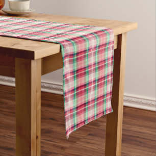 Rosa grüner Tartan Kariert Mittelgroßer Tischläufer