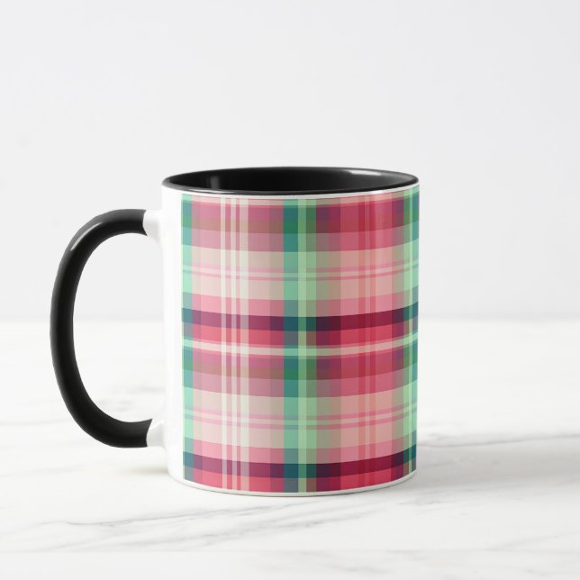 Rosa grüner Tartan Kariert Tasse (Links)