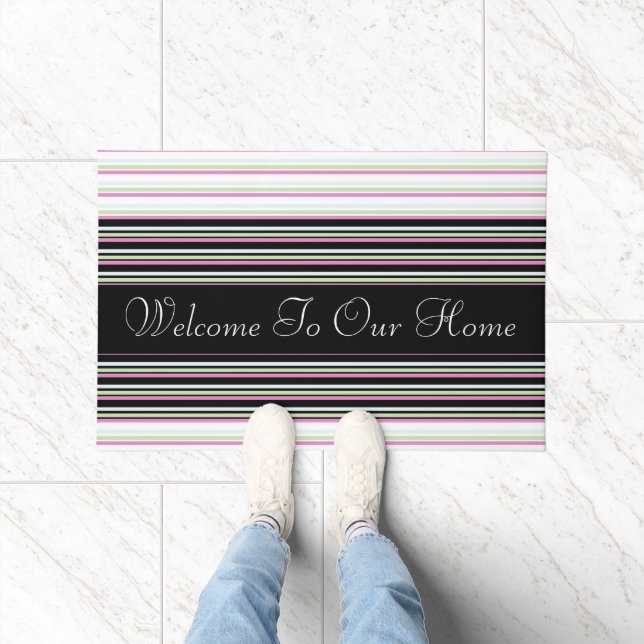 Rosa, grüner und blauer Streifen Fußmatte (Indoor)
