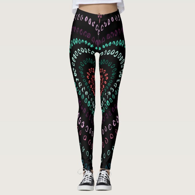 Rosa Grünes Aquamarines Lila Herz Leggings (Vorderseite)