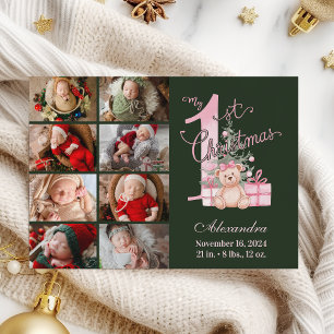 Rosa grünes Baby erstes Weihnachten 8 Foto  