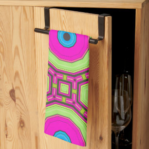 Rosa grünes Blau Abstrakt Geschirrtuch