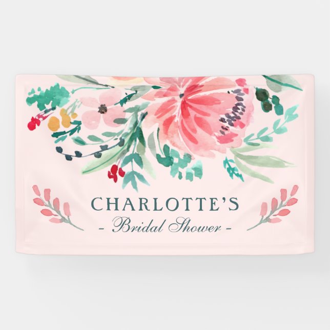 Rosa grünes Brautparty Banner (Horizontal)