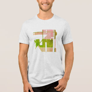 Rosa grünes geometrisches Tribal Art Motif, klein Tri-Blend Shirt