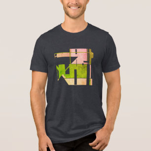 Rosa grünes geometrisches Tribal Art Motif, klein Tri-Blend Shirt