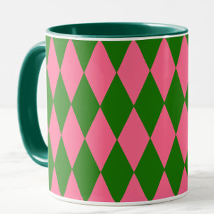 Rosa grünes Harlekin-Karuomuster Tasse