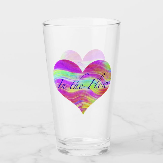 Rosa grünes Herz Glas (Vorderseite)
