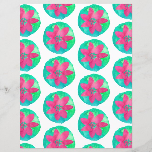 Rosa Grünes Multicolor-Papier zur tropischen Blume (Vorderseite)