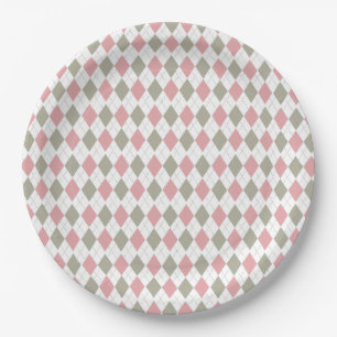Rosa grünes Muster Moderne Golf Baby Dusche Pappteller