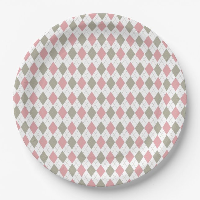 Rosa grünes Muster Moderne Golf Baby Dusche Pappteller (Vorderseite)