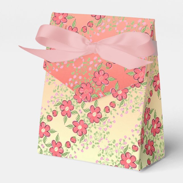 Rosa grünes Pfirsich und Gelb Geschenkschachtel (Vorderseite)
