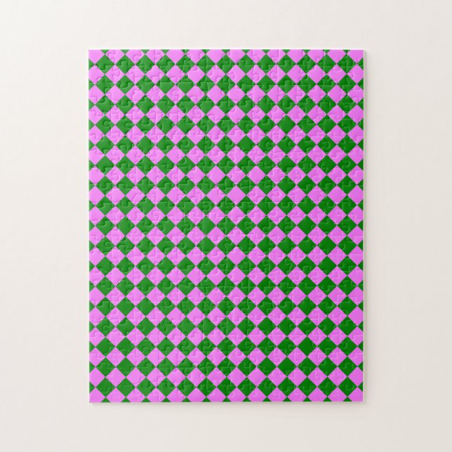 Rosa grünes Schachbrett Diamantmuster (Vertikal)