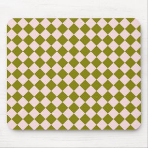 Rosa grünes Schachbrett Diamantmuster Mousepad