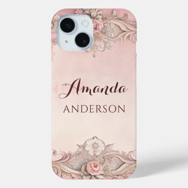 Rosa Grunge Antikrahmen Decoupage Case-Mate iPhone Hülle (Rückseite)