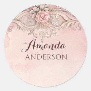 Rosa Grunge Antikrahmen Runder Aufkleber