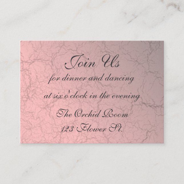 Rosa Grunge Damask Empfang Cards Begleitkarte (Vorderseite)