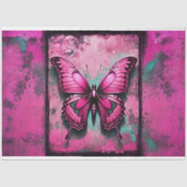 Rosa Grunge Gothic Butterfly Dekoupage Paper Seidenpapier
