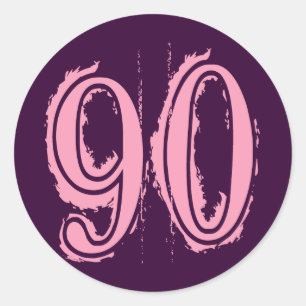 Rosa Grunge Style Number 90 Runder Aufkleber