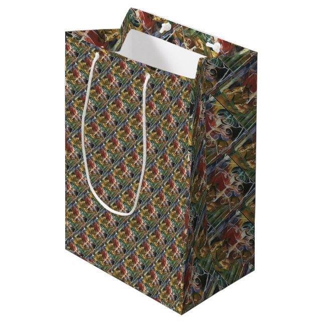 Rosa Grüngelber Hirsch Mittlere Geschenktüte (Vorderseite Schrägansicht)